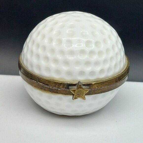 Midwest of Cannon Falls PHB Porcelain Golf Ball Hinged Trinket Box - Picture 1 of 7